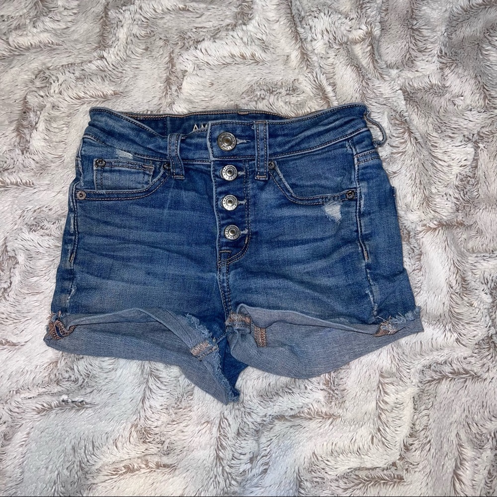 American eagle next level stretch hi-rise shorts size 00 button fly
